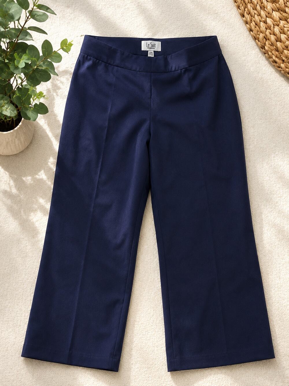 Le Suit Navy Blue Dress Pants Women’s 20W Straight Leg Slacks